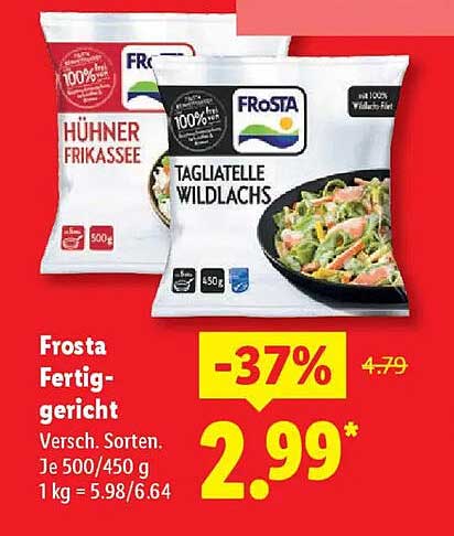 Frosta Fertiggericht - Hühnerfrikassee & Tagliatelle Wildlachs
