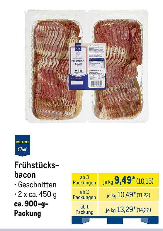 Frühstücksbacon – Geschnitten 900 g Packung
