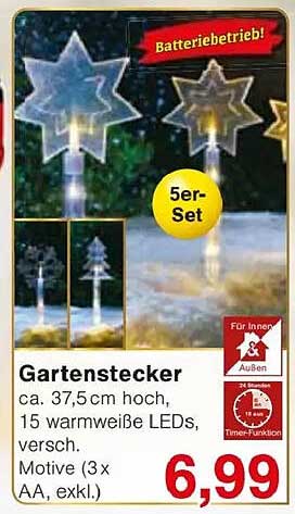 Gartenstecker 5er-Set mit warmweißen LEDs