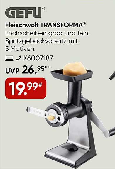 GEFU Fleischwolf TRANSFORMA® mit Spritzgebäckvorsatz