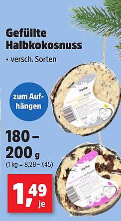 Gefüllte Halbkokosnuss - verschiedene Sorten