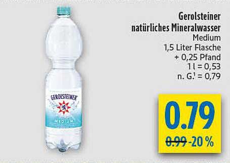 Gerolsteiner natürliches Mineralwasser Medium 1,5 Liter Flasche
