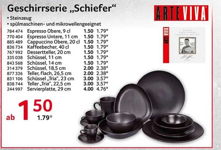 Geschirrserie "Schiefer" von ARTE VIVA