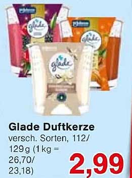 Glade Duftkerze - verschiedene Sorten, 112/129g für nur 2,99 €