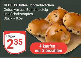 GLOBUS Butter-Schokbrötchen - 4 Stück für nur 2,35 €