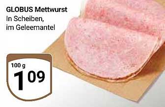 GLOBUS Mettwurst in Scheiben, im Geleemantel