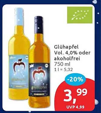 Glühapfel Vol. 4,0% oder alkoholfrei 750 ml