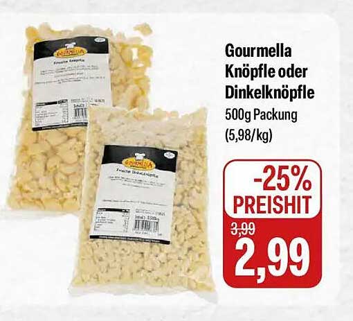 Gourmella Knöpfle oder Dinkelknöpfle 500g Packung