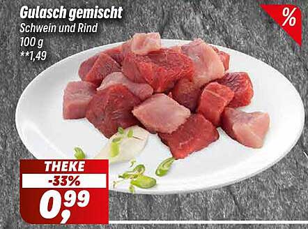 Gulasch gemischt Schwein und Rind 100 g