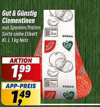 Gut & Günstig Clementinen aus Spanien/Italien, 1 kg Netz