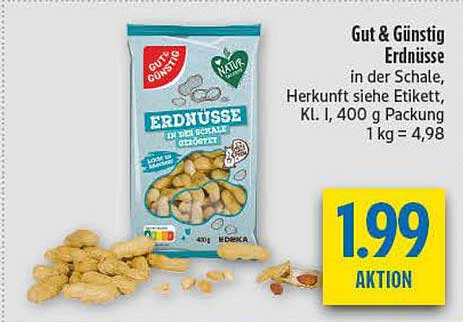 Gut & Günstig Erdnüsse in der Schale, 400 g Packung