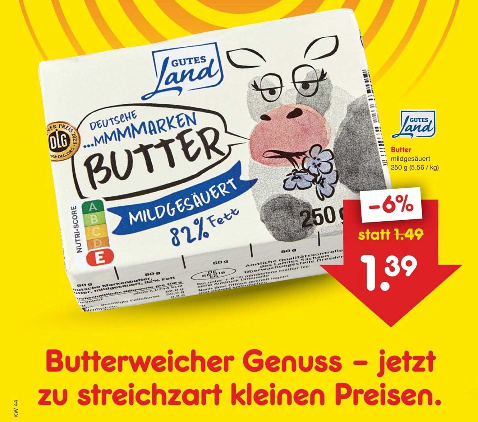 Gutes Land Butter mildgesäuert 250 g