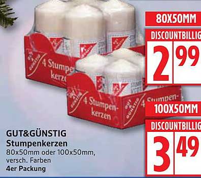 GUT&GÜNSTIG Stumpenkerzen 4er Packung