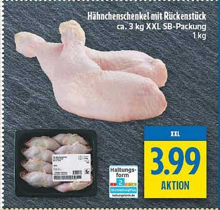 Hähnchenschenkel mit Rückenstück ca. 3 kg XXL SB-Packung