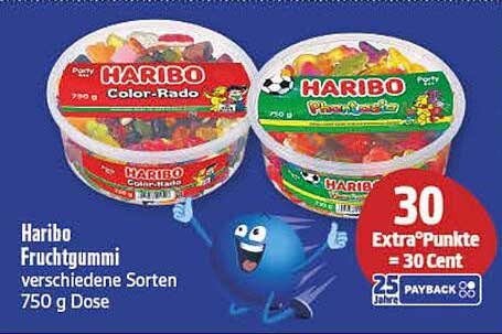 Haribo Fruchtgummi verschiedene Sorten 750 g Dose