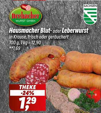 Hausmacher Blut- oder Leberwurst von Drebaacher Wurst GmbH