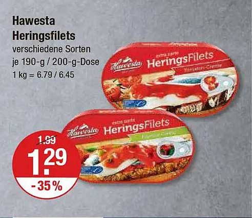 Hawesta Heringsfilets verschiedene Sorten 190-g / 200-g-Dose