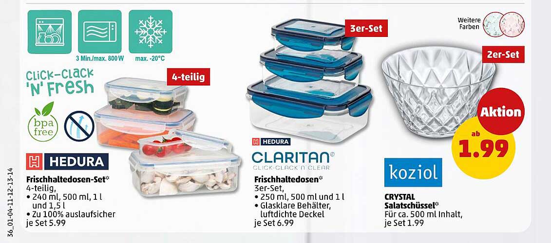 HEDURA Frischhaltedosen-Set 4-teilig