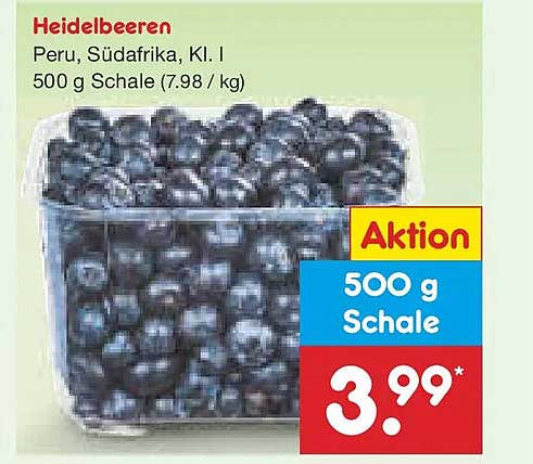 Heidelbeeren, 500 g Schale