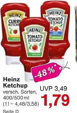 Heinz Ketchup verschiedene Sorten, 400/500 ml