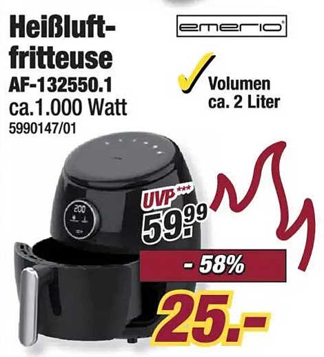 Heißluftfritteuse AF-132550.1 - 1000 Watt, 2 Liter