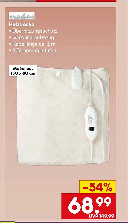 Heizdecke mit Überhitzungsschutz und waschbarem Bezug