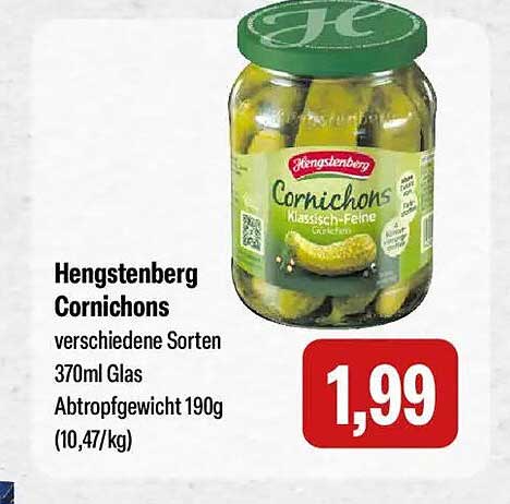 Hengstenberg Cornichons 370ml – Verschiedene Sorten