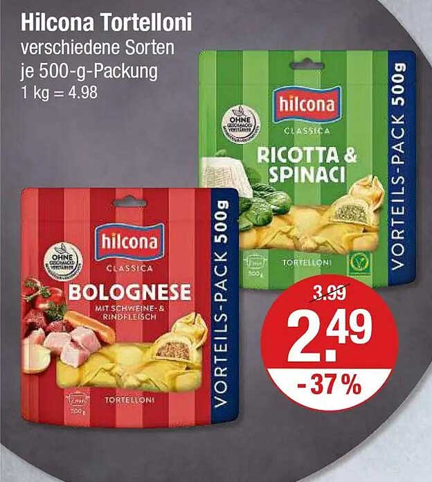 Hilcona Tortelloni - verschiedene Sorten je 500-g-Packung