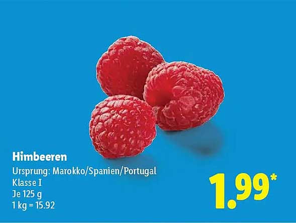 Himbeeren 125 g – Frische aus Marokko, Spanien und Portugal
