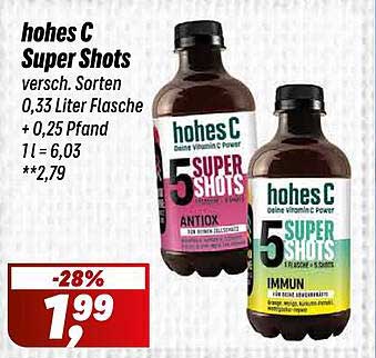 hohes C Super Shots versch. Sorten 0,33 Liter Flasche
