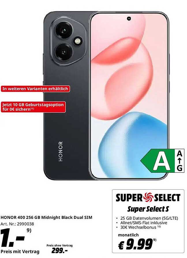 HONOR 400 256 GB Midnight Black Dual SIM