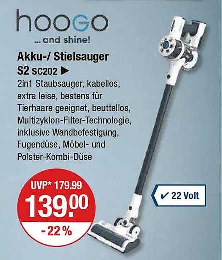 hoogo Akku-/Stielsauger S2 SC202