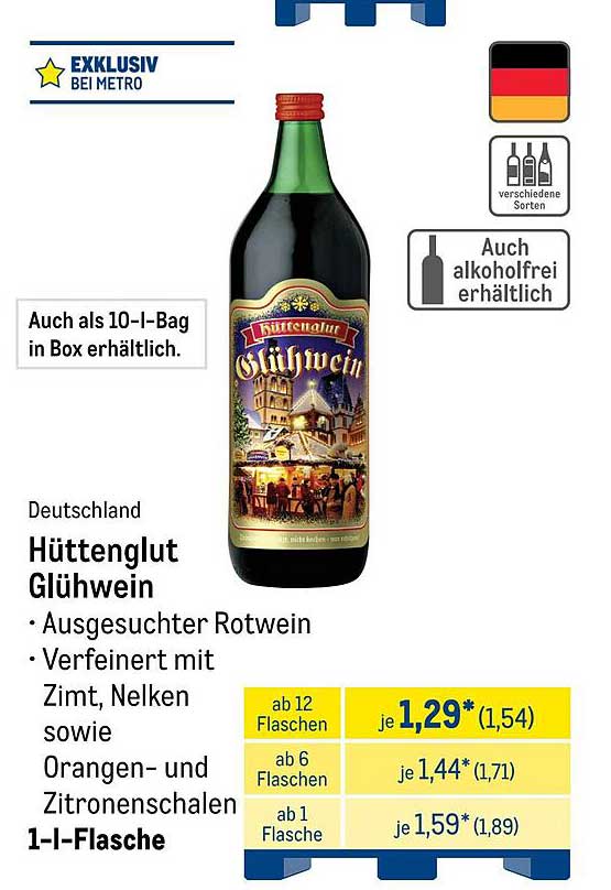 Hüttenglut Glühwein 1-Liter-Flasche