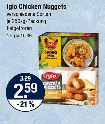 Iglo Chicken Nuggets verschiedene Sorten je 250-g-Packung tiefgefroren