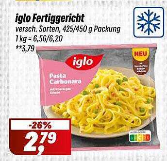 Iglo Fertiggericht Pasta Carbonara 425/450 g Packung