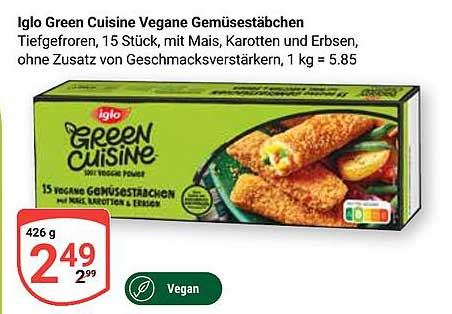 Iglo Green Cuisine Vegane Gemüsestäbchen, 15 Stück