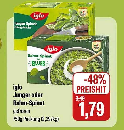 iglo Junge oder Rahm-Spinat gefroren 750g