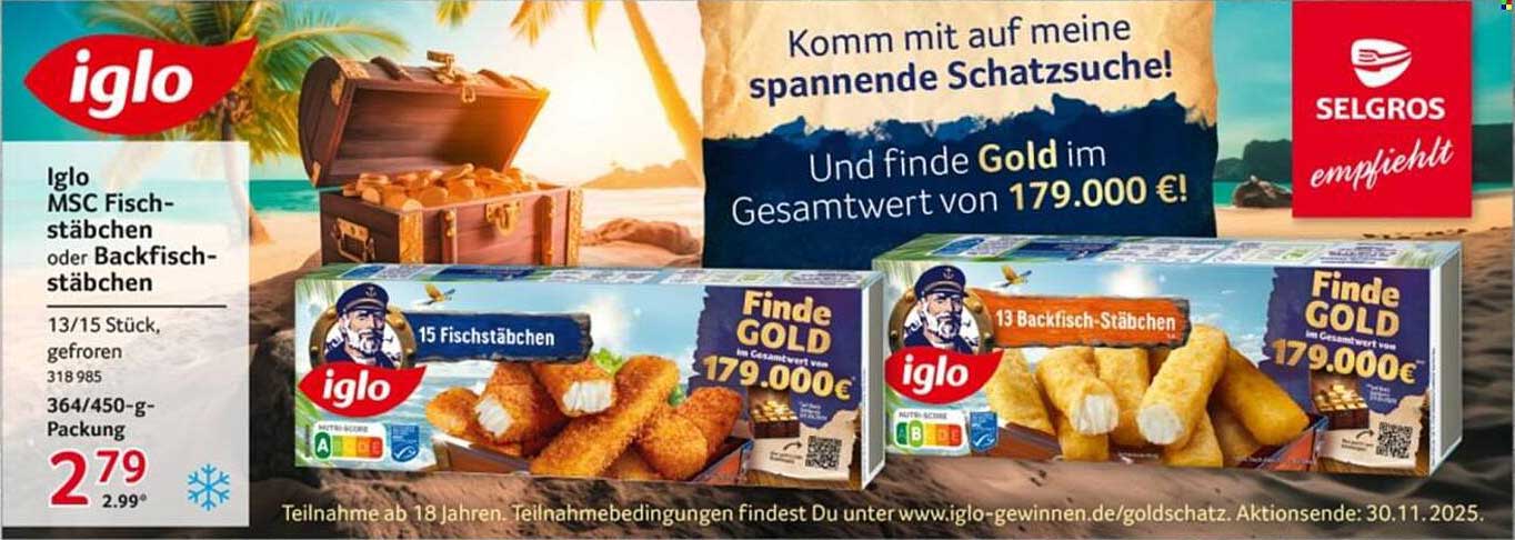 Iglo MSC Fischstäbchen oder Backfischstäbchen - 13/15 Stück, gefroren