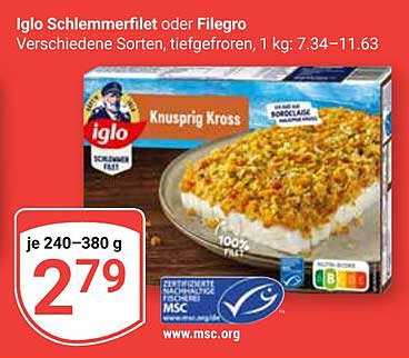 Iglo Schlemmerfilet oder Filegro, 240–380 g