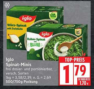 Iglo Spinat-Minis frei dosier- und portionierbar, versch. Sorten