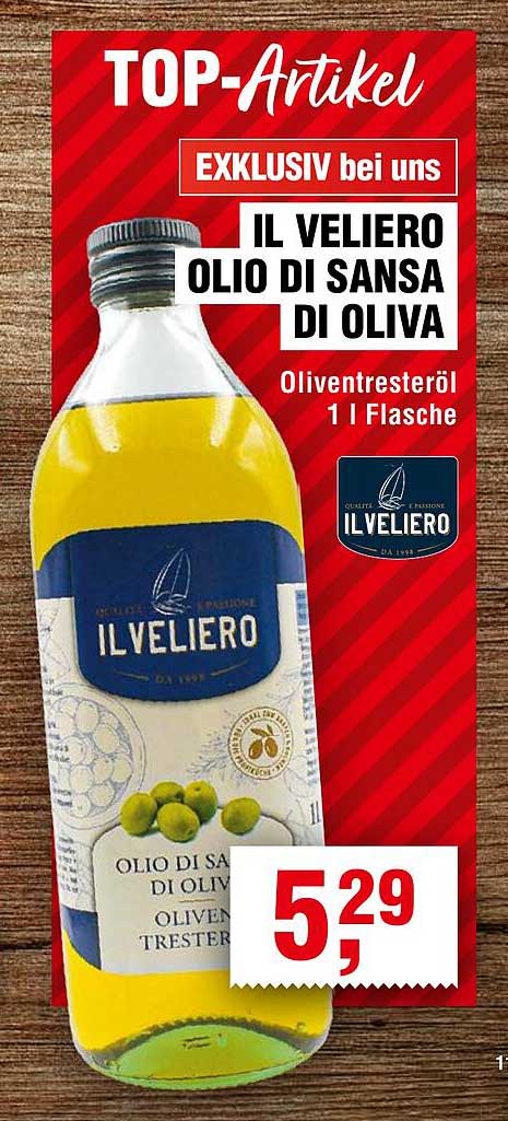 IL VELIERO OLIO DI SANSA DI OLIVA - Olivenöl 1 L Flasche