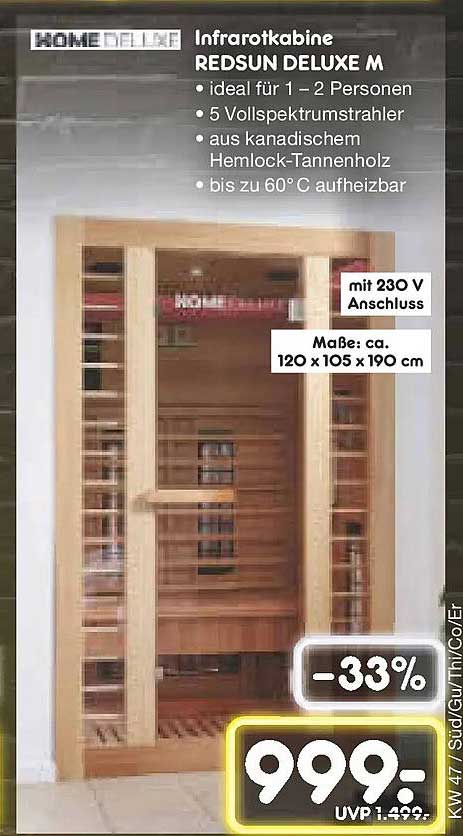 Infrarotkabine REDSUN DELUXE M
