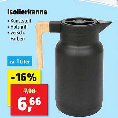 Isolierkanne - Kunststoff mit Holzgriff