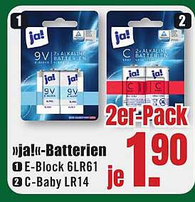 »ja!«-Batterien 9V und C-Baby LR14 im 2er-Pack