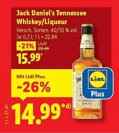 Jack Daniel's Tennessee Whiskey/Liqueur 0,7l