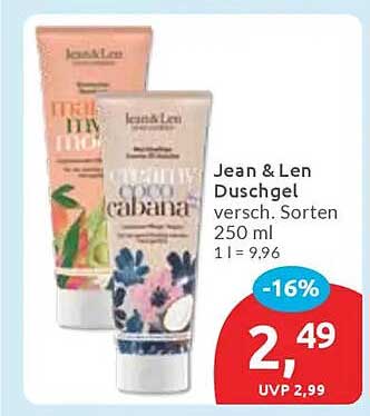 Jean & Len Duschgel versch. Sorten 250 ml