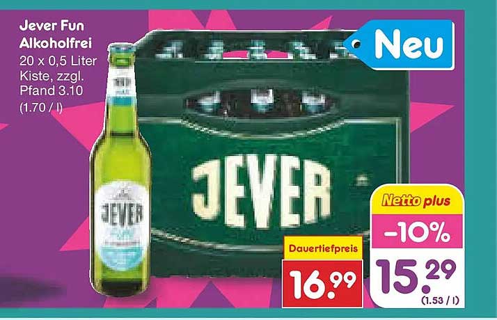 Jever Fun Alkoholfrei 20 x 0,5 Liter Kiste