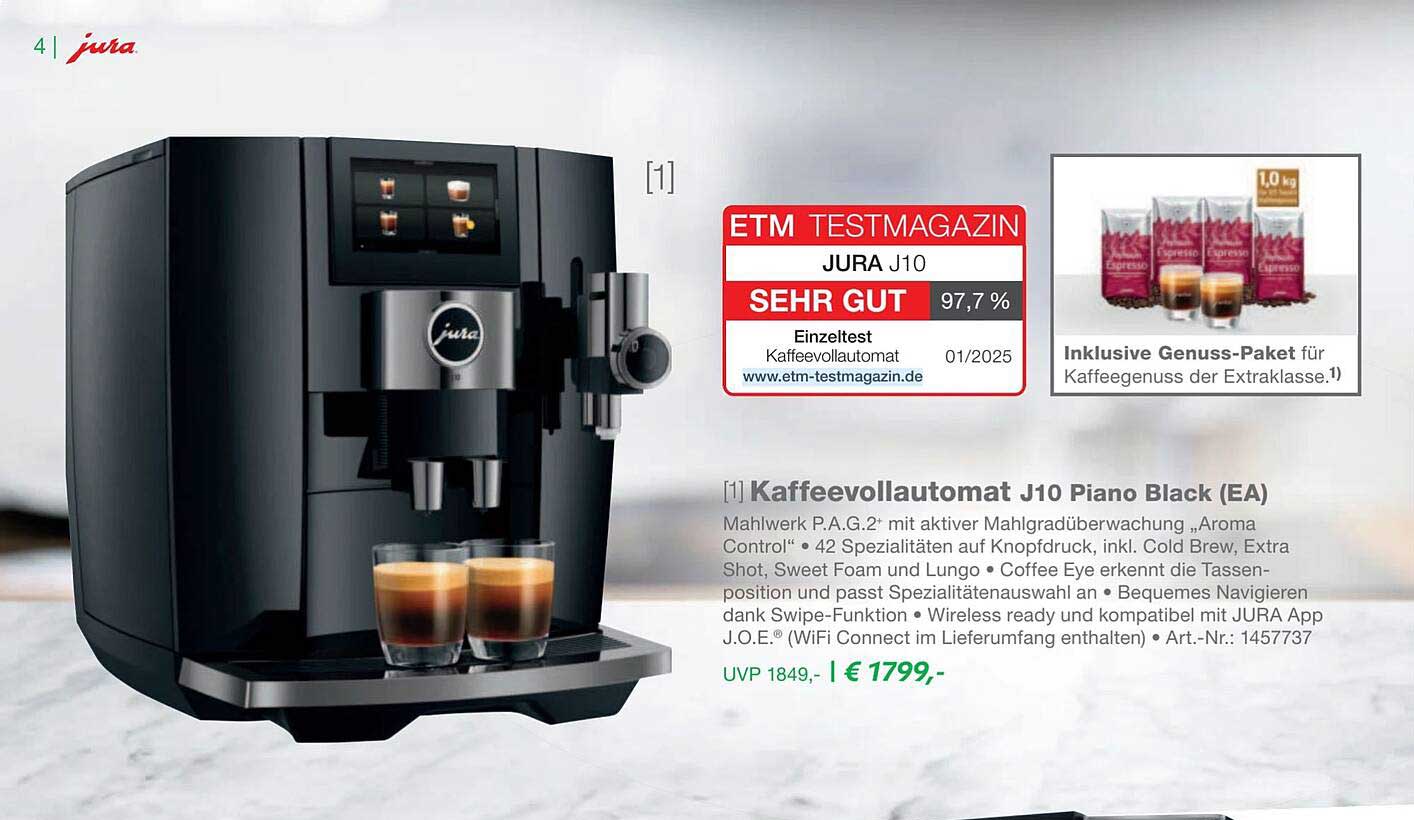 Kaffevollautomat J10 Piano Black (EA)