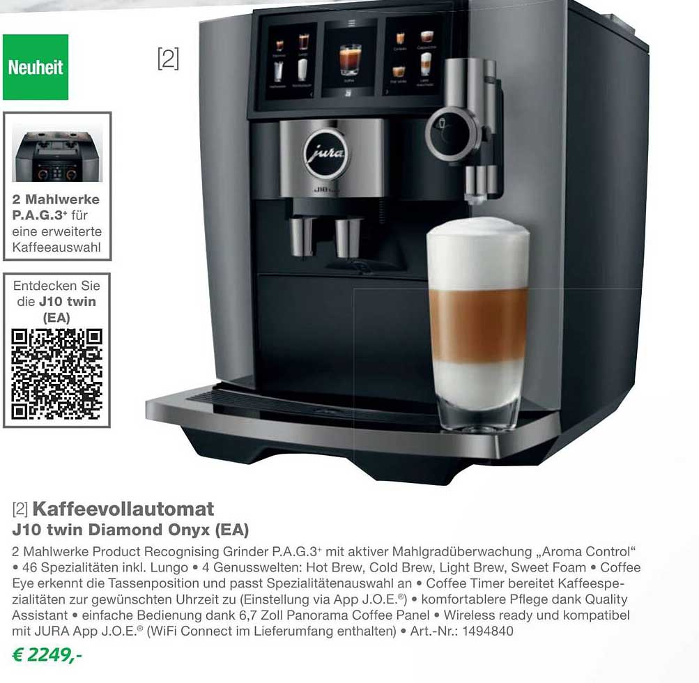 Kaffevollautomat J10 twin Diamond Onyx (EA)