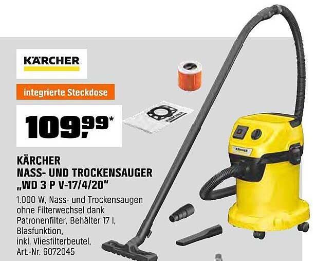 KÄRCHER NASS- UND TROCKENSAUGER ‚WD 3 P V-17/4/20‘